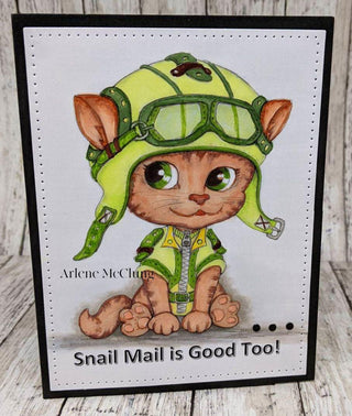 Steampunk Coloring Page, Fantasy, Whimsy Cat. Aviator Cat