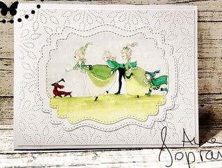 Página para colorear, María Antonieta, damas de estilo vintage y perro. zapato perdido