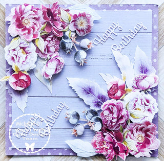 Clip Art de Flores Pintadas a Mano en Acuarela. peonias moradas