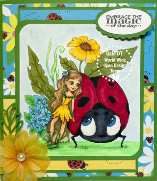 Coloring Page, Cute girl with Ladybug and Flowers. Thumbelina