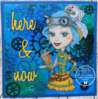 Coloring Page, Steampunk Girl. Kelly and Falcon - The Art of Julia Spiri