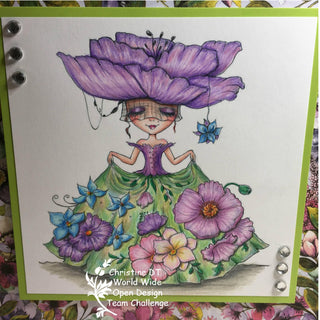 Coloring Pages, Girl with Fantasy Flower Clothes. The Flower Dress - The Art of Julia Spiri