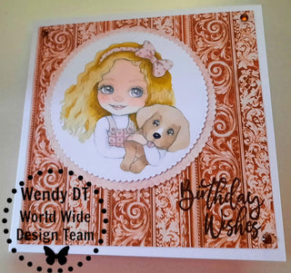 Coloring Page, Cute Girl with Dog. Leslie and Puppy