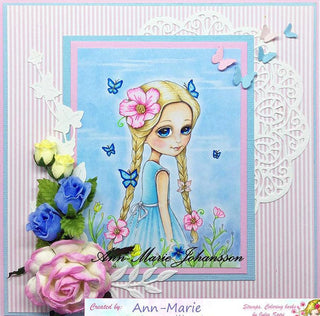 Coloring Page, Summer Girl with flowers. Abigail