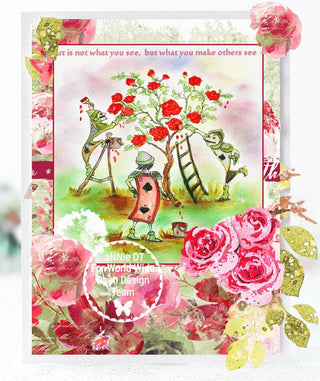 Coloriage, Alice au pays des merveilles. Jardiniers peignant le rosier