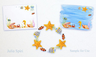 Watercolor Hand Painted Seren, Sea Clip Art. Sea & Mermaid