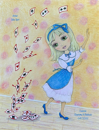 Coloring Page, Alice in Wonderland: Alice and Cards. You’re nothing but a pack of cards! - The Art of Julia Spiri