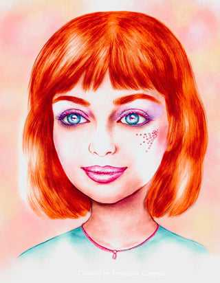 Grayscale Coloring Page, Realistic Girl Portrait. Jess - The Art of Julia Spiri