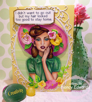 Grayscale Coloring Page, Vintage Girl with Hat. Madeline - The Art of Julia Spiri