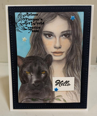 Mei and Panther - High-quality printable art, grayscale coloring page for relaxation