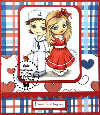 Coloriage, Fantaisie Fille et Garçon. Couple amoureux