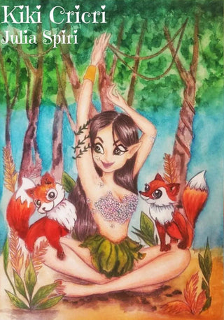 Coloring Page, Elf Girl in Forest. Elf and foxes