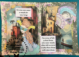 Coloring page, Girl with Mask. The Secrets of Venice