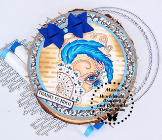 Coloring page, Girl with Mask. The Secrets of Venice