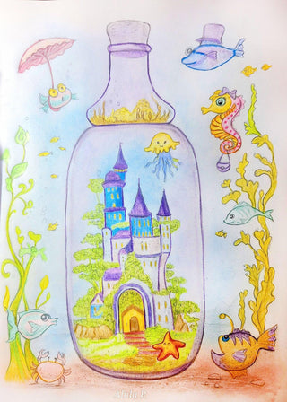 Whimsical World - High-quality printable art, grayscale coloring page for relaxation