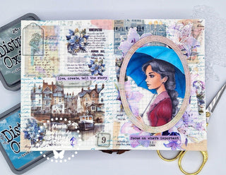 Grayscale Coloring Page, Fantasy Girl. Enchanting Rainfall