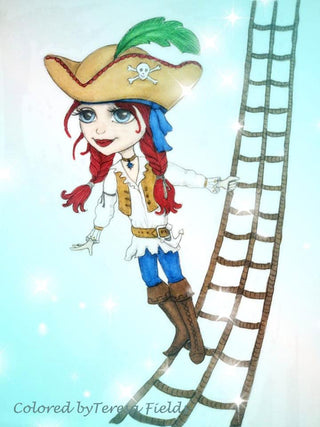 Coloriage, Aventure de Pirate Girl. Berthe