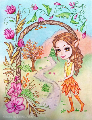 Coloriage, elfe fantaisie. Zèle