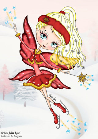 Coloriage, conte de fées d'hiver. La fée des neiges