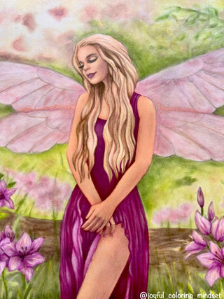 Lilly - Grayscale coloring page version 5, printable adult coloring art by Julia Spiri