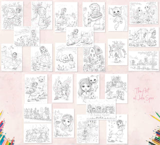 Adult Coloring Postcards Set - Artist's Edition. Alice in Wonderland. All images