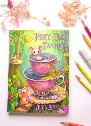 Adult Coloring Postcards Set - Artist's Edition. Fairy Tale Fantasia. Cover
