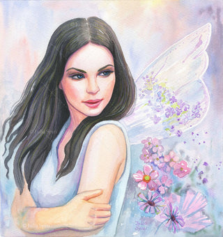 Grayscale Coloring Page, Fairy Girl Portrait. Anais - The Art of Julia Spiri