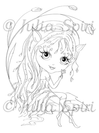Coloring page, Forest Dweller. April Elf - The Art of Julia Spiri