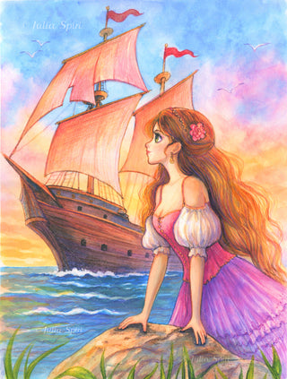 Original Watercolor Painting. Assol