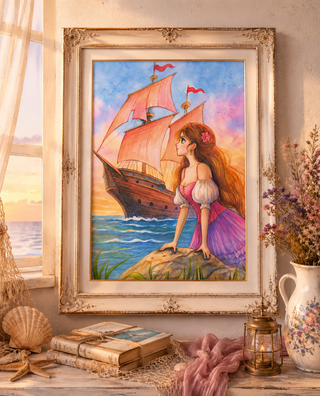 Original Watercolor Painting. Assol