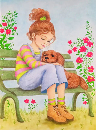Best Friends Forever - High-quality printable art, grayscale coloring page for relaxation