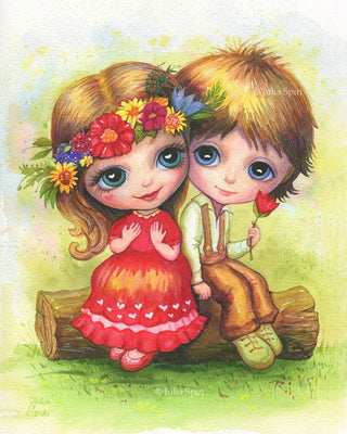 Coloring Pages, Boy & Girl in Love. Be my Valentine - The Art of Julia Spiri