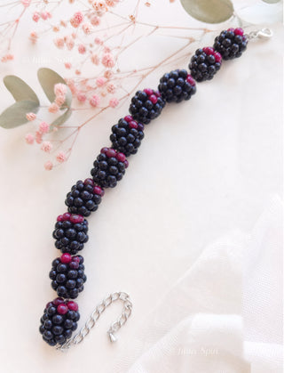 Handmade polymer clay blackberry bracelet on stainless steel chain by Julia Spiri