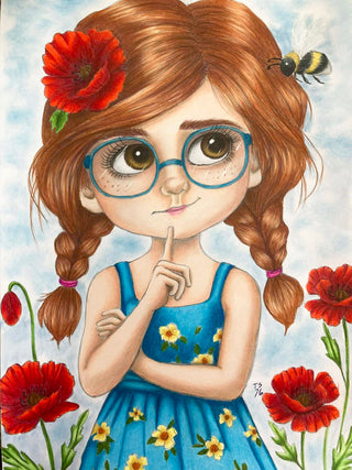 Clara and the Whispering Bee of the Poppy Field. colored