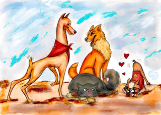 Coloring Page, Dogs and Cat, Pets, German shepherd, Animals, Whimsy, Line art. Our fur friends - The Art of Julia Spiri. colored 2