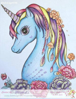 Coloring Pages, Fantasy Unicorn with Flowers. Spirit Dreamer - The Art of Julia Spiri. colored