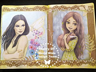 Page de coloriage en niveaux de gris, portrait de fille de fée. Anaïs