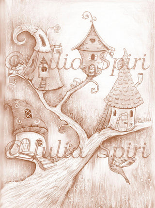 Coloring Page. Fairy Houses