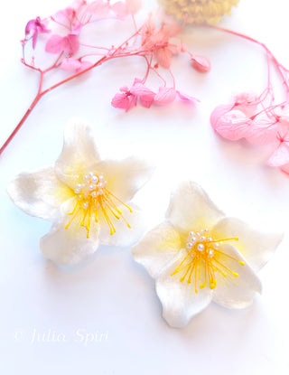 Handmade Polymer Clay Earrings. Fairy Garden Jasmine