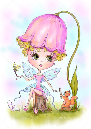 Coloring page, Fairy Forest Dweller. Forest hairdressing - The Art of Julia Spiri. colored