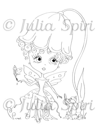 Coloring page, Fairy Forest Dweller. Forest hairdressing - The Art of Julia Spiri
