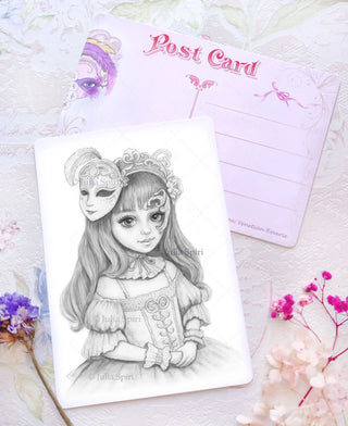 Grayscale postcard. Stationery Collection. "Venetian Reverie"