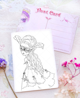 Grayscale postcard. Stationery Collection. "Venetian Reverie" 2