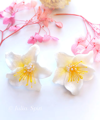 Handmade Polymer Clay Earrings. Fairy Garden Jasmine