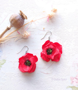 Handmade Poppies Polymer Clay Earrings | Flower Jewelry – Julia Spiri
