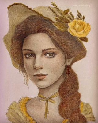 Grayscale Coloring Page, Vintage Girl Portrait. Betty