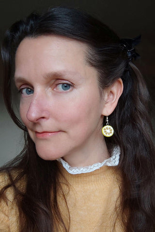 Handmade Polymer Clay Earrings, Necklace and Ring. Lemon