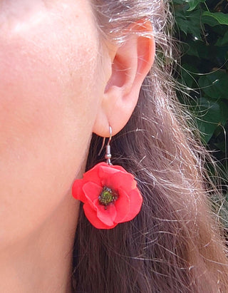 Handmade Polymer Clay Earrings. Poppies
