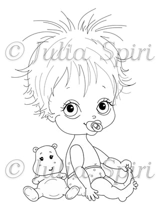 Coloring Page, Baby Boy. It's a Boy! - The Art of Julia Spiri