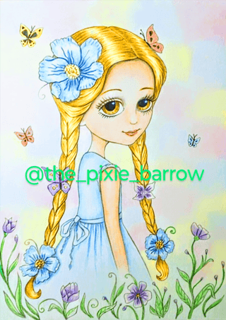 Coloring Page, Summer Girl with flowers. Abigail